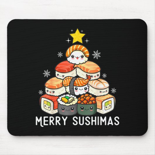 Cute Sushi Christmas Tree Fast For Food Lover Men  Muismat (Voorkant)