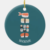 Cute Sushi Custom Name Keramisch Ornament (Achterkant)