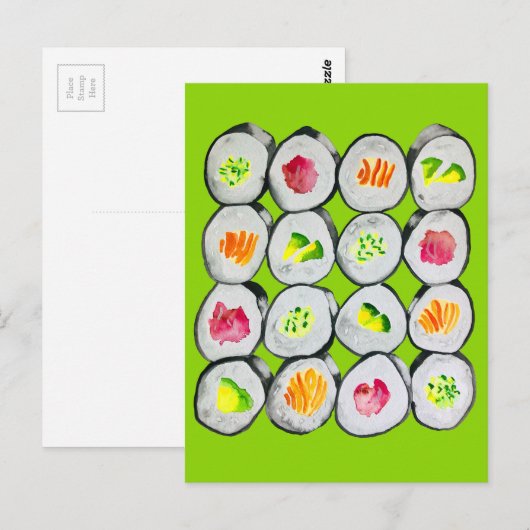 Cute sushi illustratie kunst briefkaart (Voorkant / Achterkant)