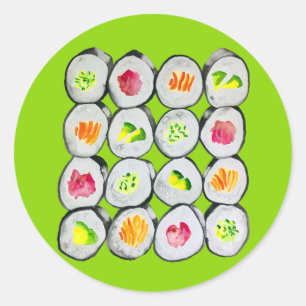 Cute sushi illustratie kunst ronde sticker