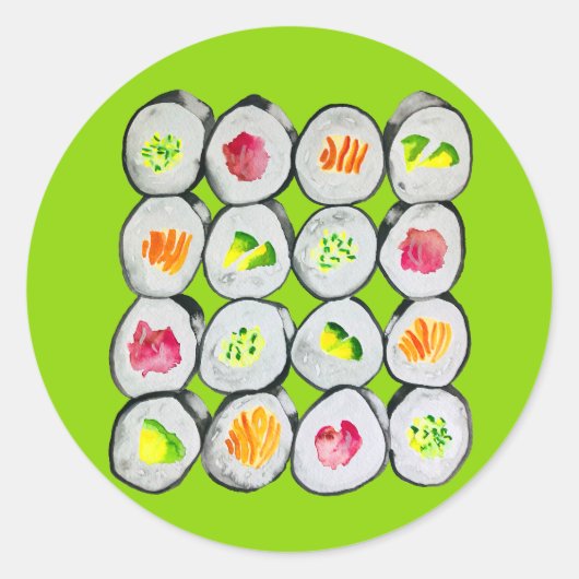 Cute sushi illustratie kunst ronde sticker (Voorkant)