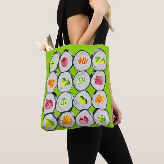 Cute sushi illustratie kunst tote bag (Dichtbij)
