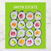 Cute sushi illustratie kunst wijn etiket (Enkel label)