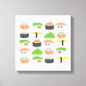 Cute Sushi Illustration, variëteit Kawaii style Canvas Afdruk (Voorkant)