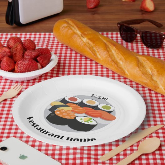 Cute Sushi Japan food gradiënt Personeelsbenaming Papieren Bordje (Picknick)