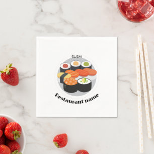 Cute Sushi Japan food gradiënt Personeelsbenaming Servet