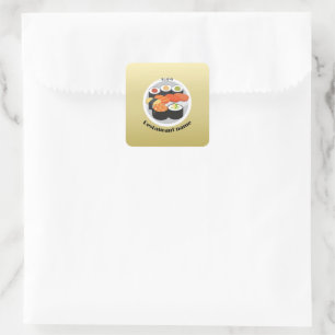 Cute Sushi Japan food gradiënt Personeelsbenaming Vierkante Sticker