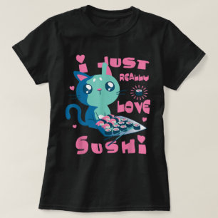 Cute Sushi Kat Kawaii Sushi Liefhebber Design T-shirt