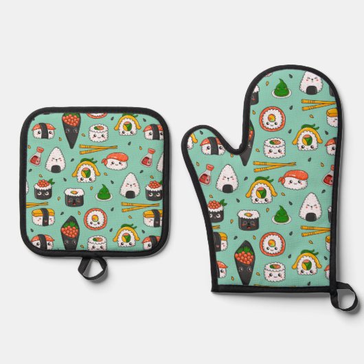 Cute Sushi Ovenwant & Pannenlap Set (Voorkant)
