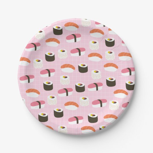 Cute Sushi Paper Borden Papieren Bordje (Voorkant)