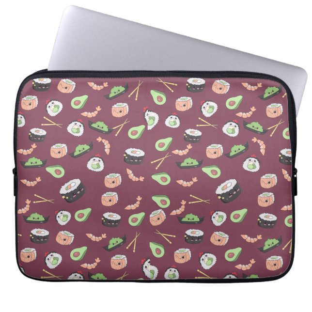 Cute Sushi patroon Laptop Sleeve (Voorkant)