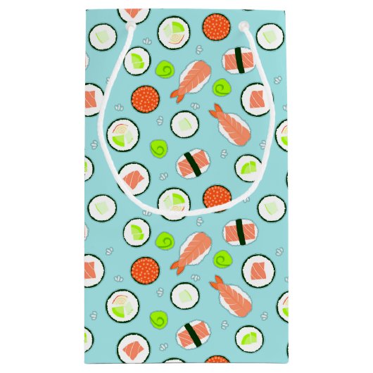 Cute Sushi Pattern Blue Klein Cadeauzakje (Achterkant)