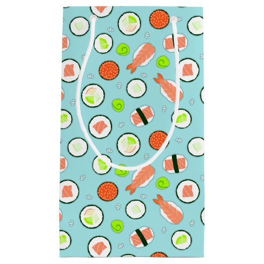 Cute Sushi Pattern Blue Klein Cadeauzakje (Voorkant)
