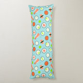 Cute Sushi Pattern Blue Lichaamskussen (Achterkant (Verticaal))