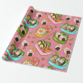 Cute Sushi Pattern Cadeaupapier (Uitgerold)
