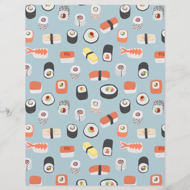 Cute Sushi Pattern Double Sided Scrapbook Paper (Voorkant)