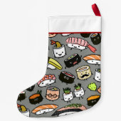 Cute Sushi Pattern Funny Kawaii Food Holiday Xmas Kleine Kerstsok (Achterkant)