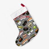Cute Sushi Pattern Funny Kawaii Food Holiday Xmas Kleine Kerstsok (Achterkant (Hangend))