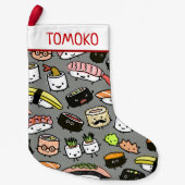 Cute Sushi Pattern Funny Kawaii Food Holiday Xmas Kleine Kerstsok (Voorkant)