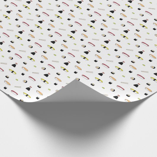 Cute Sushi Pattern | Japans voorbeeld van voedsel Cadeaupapier (Hoek)