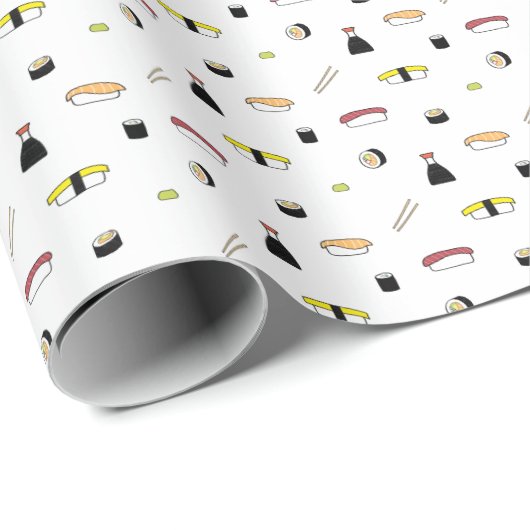 Cute Sushi Pattern | Japans voorbeeld van voedsel Cadeaupapier (Rol Hoek)