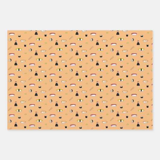 Cute Sushi Pattern | Japans voorbeeld van voedsel Inpakpapier Vel (Voorkant 3)