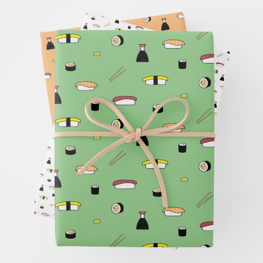 Cute Sushi Pattern | Japans voorbeeld van voedsel Inpakpapier Vel (In situ)
