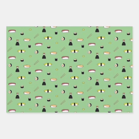 Cute Sushi Pattern | Japans voorbeeld van voedsel Inpakpapier Vel (Voorkant)