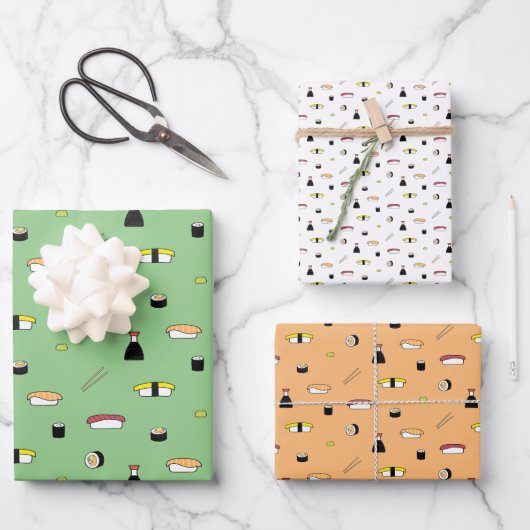 Cute Sushi Pattern | Japans voorbeeld van voedsel Inpakpapier Vel (Voorkant)