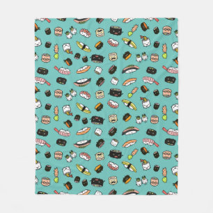 Cute Sushi Pattern   Kawaii Sushi-tekens Fleece Deken
