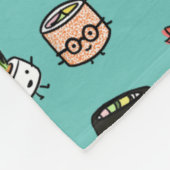 Cute Sushi Pattern | Kawaii Sushi-tekens Fleece Deken (Hoek)