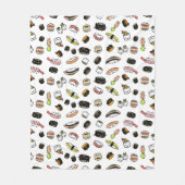 Cute Sushi Pattern | Kawaii Sushi-tekens Fleece Deken (Voorkant)