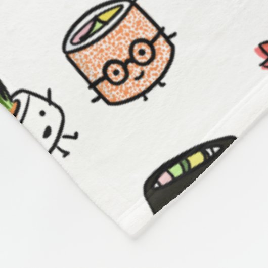 Cute Sushi Pattern | Kawaii Sushi-tekens Fleece Deken (Hoek)
