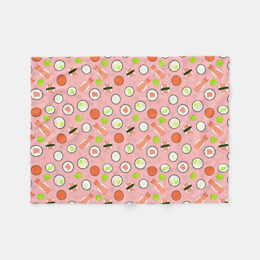 Cute Sushi Pattern roze Fleece Deken (Voorkant (Horizontaal))
