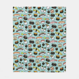 Cute Sushi Patterned   Kawaii Sushi-tekens Fleece Deken