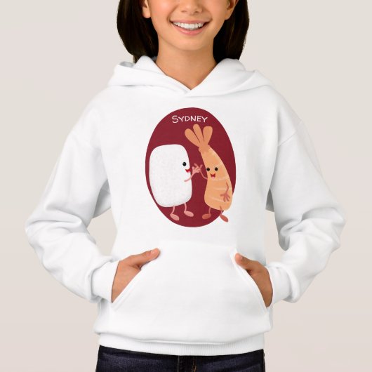 Cute sushi rice prawn Vrienden cartoon (Voorkant)