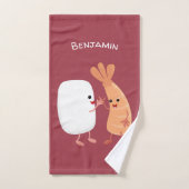Cute sushi rice prawn Vrienden cartoon Bad Handdoek (Handdoek)
