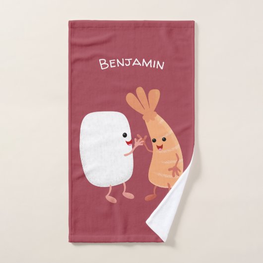 Cute sushi rice prawn Vrienden cartoon Bad Handdoek (Handdoek)