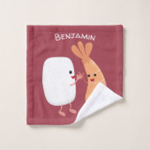 Cute sushi rice prawn Vrienden cartoon Bad Handdoek (Wasdoekje)