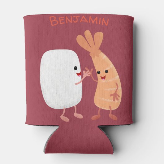 Cute sushi rice prawn Vrienden cartoon Blikjeskoeler (Achterkant)