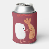 Cute sushi rice prawn Vrienden cartoon Blikjeskoeler (Blikje Achterkant)