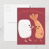 Cute sushi rice prawn Vrienden cartoon Briefkaart (Voorkant / Achterkant)