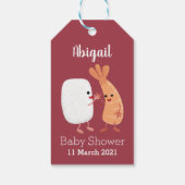 Cute sushi rice prawn Vrienden cartoon Cadeaulabel (Achterkant)