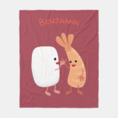 Cute sushi rice prawn Vrienden cartoon Fleece Deken (Voorkant)