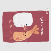 Cute sushi rice prawn Vrienden cartoon Golfhanddoek (Horizontaal)