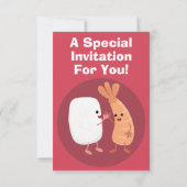 Cute sushi rice prawn Vrienden cartoon Kaart (Achterkant)