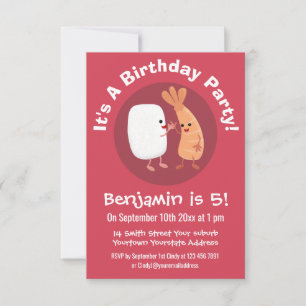 Cute sushi rice prawn Vrienden cartoon Kaart