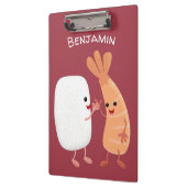 Cute sushi rice prawn Vrienden cartoon Klembord (Links)