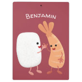 Cute sushi rice prawn Vrienden cartoon Klembord (Achterkant)