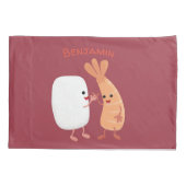 Cute sushi rice prawn Vrienden cartoon Kussensloop (Achterkant)